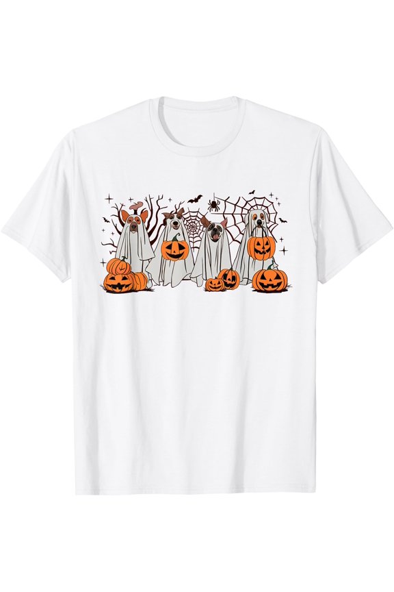 Hot Trending Tee With Boo Dogs Ghost Pumpkins Spooky Dog Lover Outfit Unisex S-5Xl T-Shirt