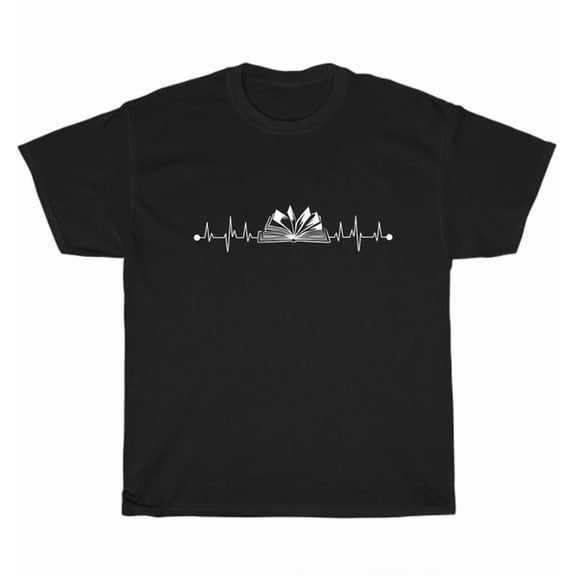 Hot Trending Tee With Book Reading Heartbeat Ekg Pulse Bookaholic Reader T-Shirt Unisex Tee Gift New