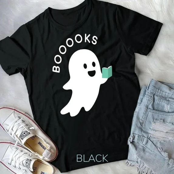 Hot Trending Tee With Booooks Ghost Reading Boo Read Books Library Unisex T-Shirt