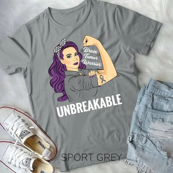 Hot Trending Tee With Brain Tumor Awareness Warrior Unbreakable Survivor Shirt Unisex T-Shirt