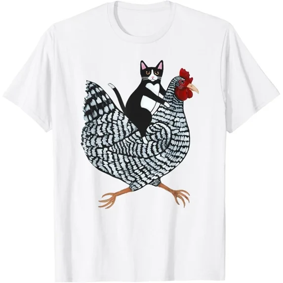 Hot Trending Tee With Cat Riding Chicken Tuxedo Cat On A Chicken Lover Gift Unisex T-Shirt