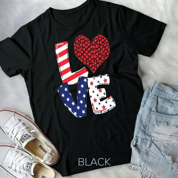 Hot Trending Tee With Celebrate 4Th Of July America Independence Love Girl Women Unisex T-Shirt