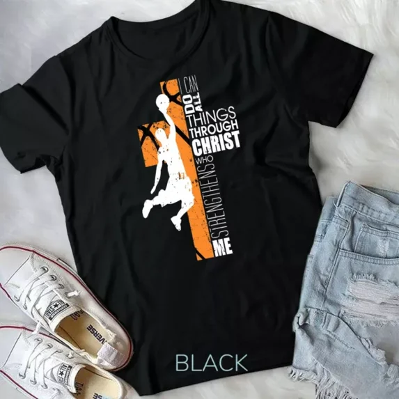 Hot Trending Tee With Christian Basketball Shirts Boys Girls Gift Philippians 4-13 Unisex T-Shirt