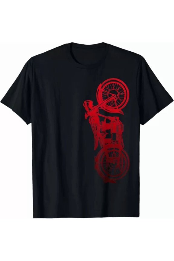 Hot Trending Tee With Classic Biker Vintage Retro Black Motorcycle Red Gift Unisex T-Shirt