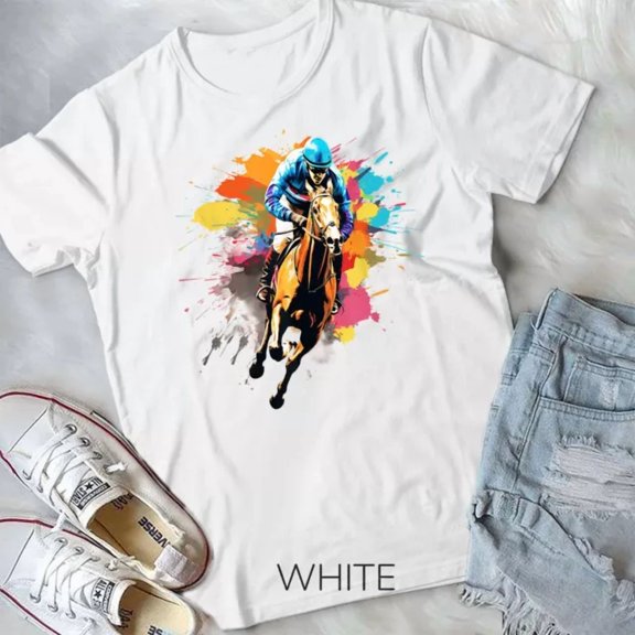 Hot Trending Tee With Colorful Jockey Boy On Mens Horse Racing T-Shirt Unisex T-Shirt