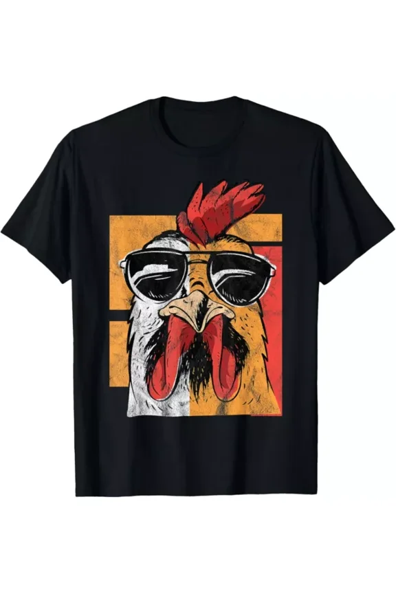 Hot Trending Tee With Cool Rooster Wearing Sunglasses Retro Vintage Chicken Gift Unisex T-Shirt