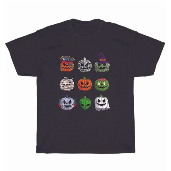 Hot Trending Tee With Costume Pumpkin Characters Skeleton Ghost Alien Zombie T-Shirt