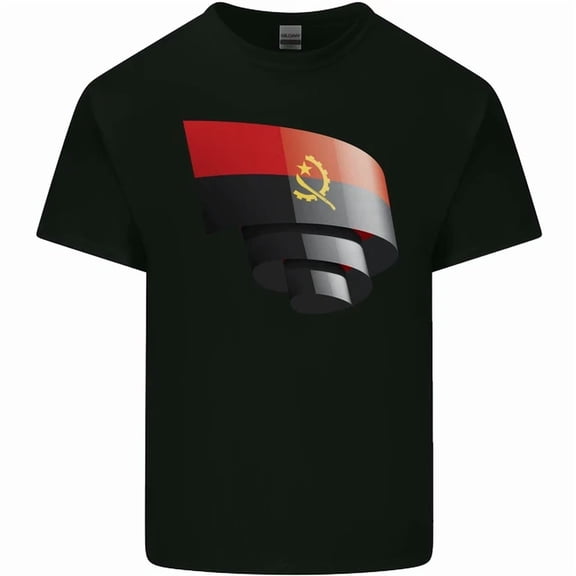 Hot Trending Tee With Curled Angola Flag Angolan Day Football Mens Womens S-5Xl T-Shirt
