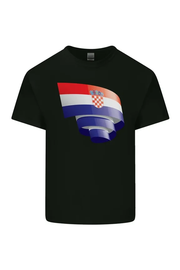 Hot Trending Tee With Curled Croatia Flag Croatian Day Football Mens Womens S-5Xl T-Shirt