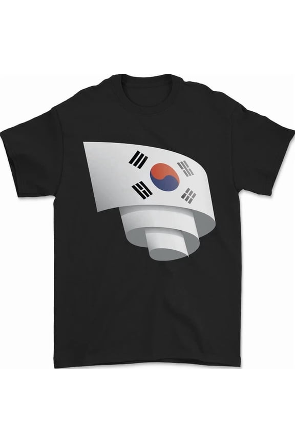 Hot Trending Tee With Curled South Korea Flag Korean Day Football Mens Womens S-5Xl T-Shirt
