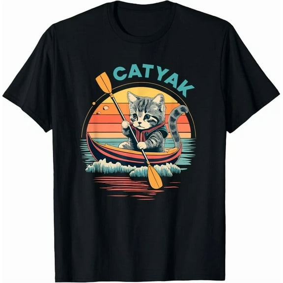 Hot Trending Tee With Cute Cat Kayak Outdoor Boating Canoeing Kayaking Gift Unisex T-Shirt