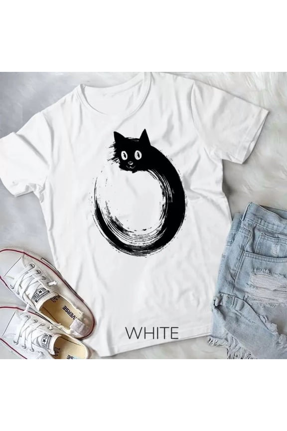 Hot Trending Tee With Cute Cat Zen Circle Meditation T-Shirt Unisex T-Shirt