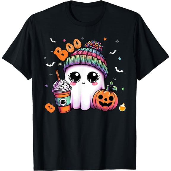 Hot Trending Tee With Cute Ghost Boo Pumpkin Spice Coffee Halowen