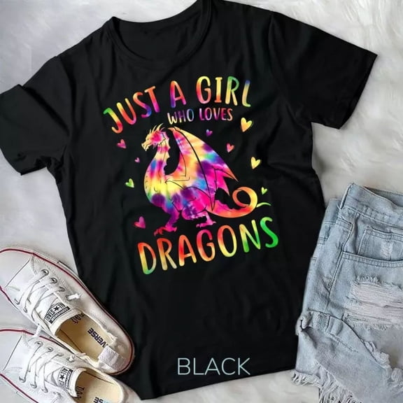 Hot Trending Tee With Cute Just A Girl Who Loves Dragons Tie Dye Women And Girls Unisex T-Shirt