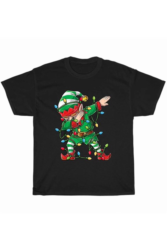 Hot Trending Tee With Dabbing Elf Tree Lights Dab Dance Xmas T-Shirt Unisex Tee Gift
