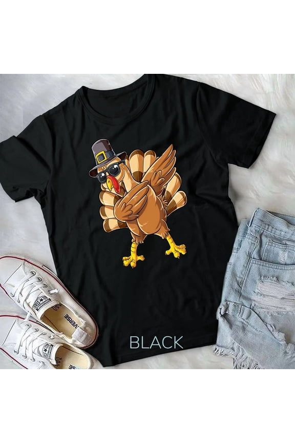 Hot Trending Tee With Dabbing Turkey Thanksgiving Day Gifts Pilgrim Unisex T-Shirt