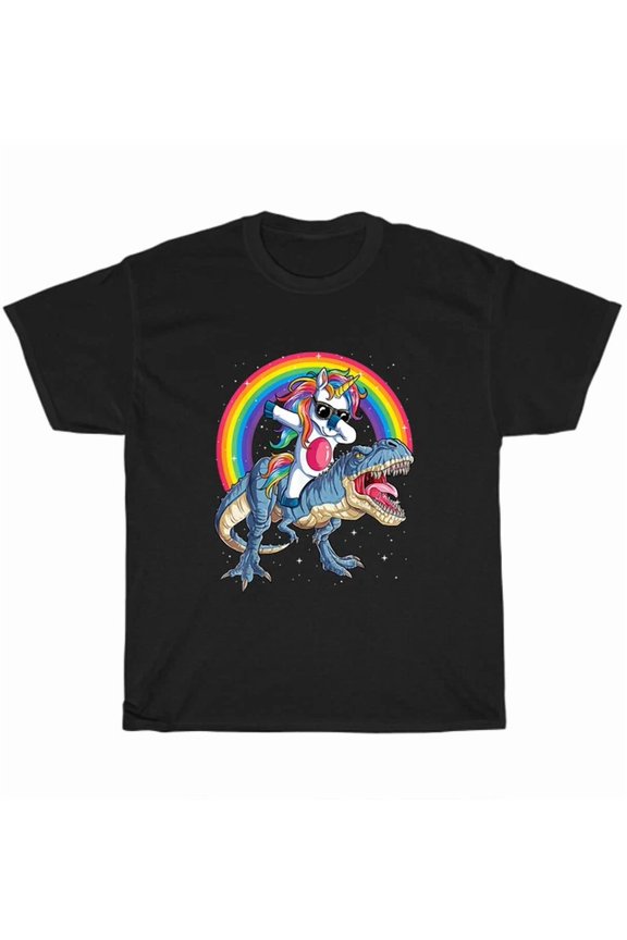 Hot Trending Tee With Dabbing Unicorn Dinosaur Rainbow Galaxy T-Shirt Dab Dance Unisex Tee Gift