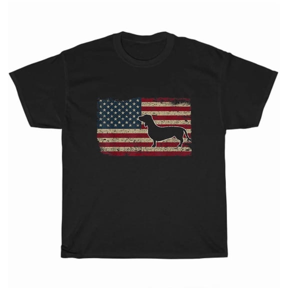 Hot Trending Tee With Dachshund America Usa Flag Patriotic Weiner Dog Pet Lover T-Shirt Unisex Gift