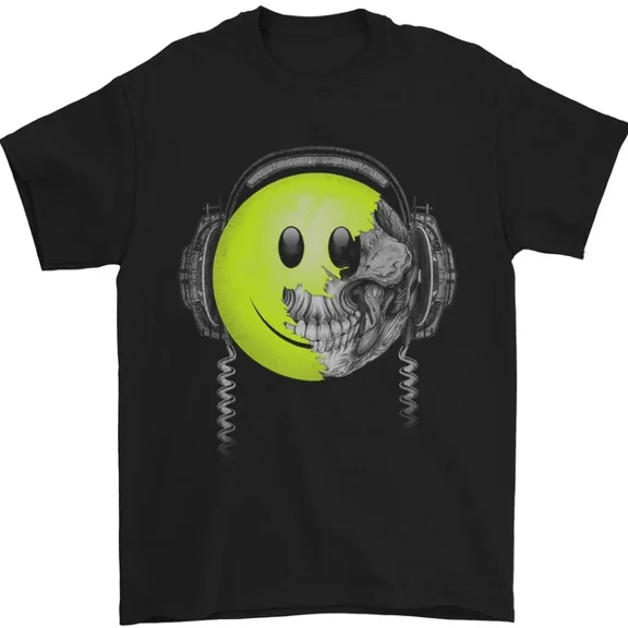 Hot Trending Tee With Dj Skull Dance Music Djing Skull Headphones Mens Womens S-5Xl T-Shirt