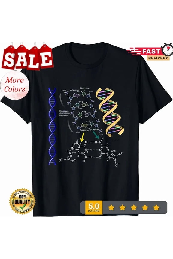 Hot Trending Tee With Dna Double Helix Chemical Formula Molecules Science Lovers T-Shirt