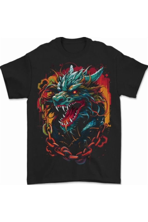 Hot Trending Tee With Dragon In Chains Fantasy Mens Womens S-5Xl T-Shirt