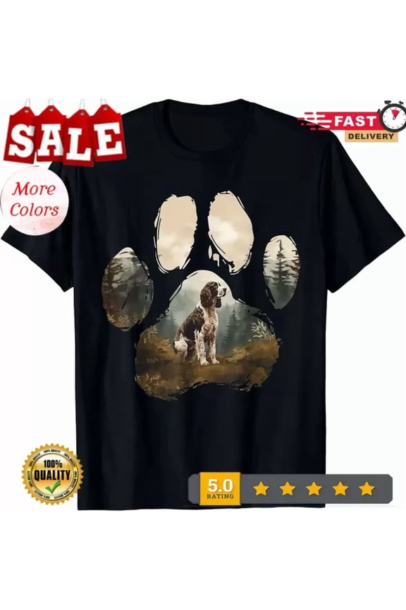Hot Trending Tee With English Springer Spaniel Mountain Paw Design Dog Mom Dad -Shirt