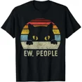 thumbnail image 1 of Hot Trending Tee With Ew People Retro Cat Vintage Anti Social Introvert Gift Unisex T-Shirt, 1 of 2