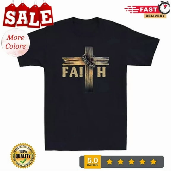Hot Trending Tee With Faith Over Fear Shirt Inspirational Christian Faith & Cross Retro Men'S T-Shirt