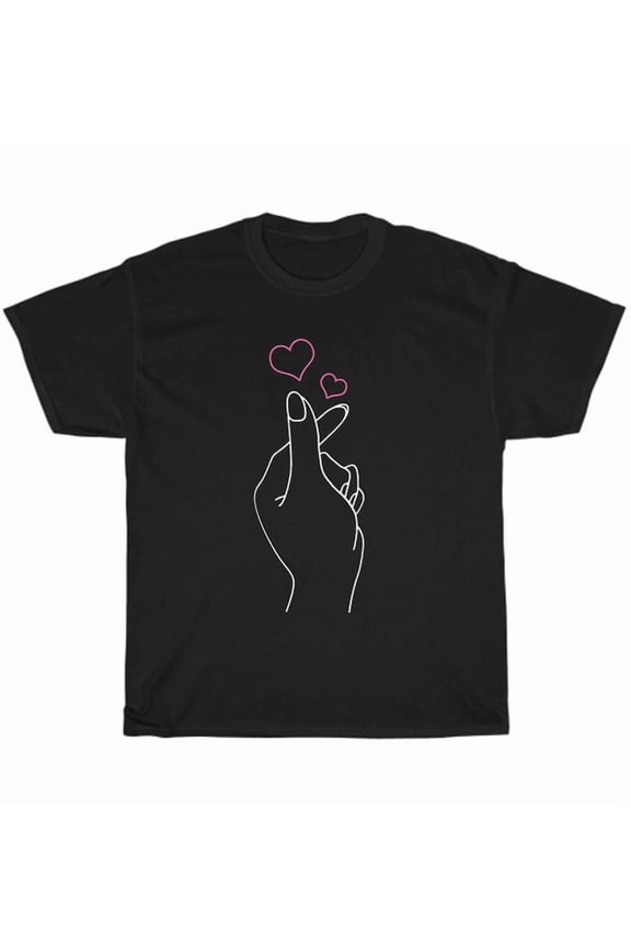 Hot Trending Tee With Finger Heart Hand Symbol K-Drama K-Pop Korean Pop Music Fan Gift T-Shirt Unisex