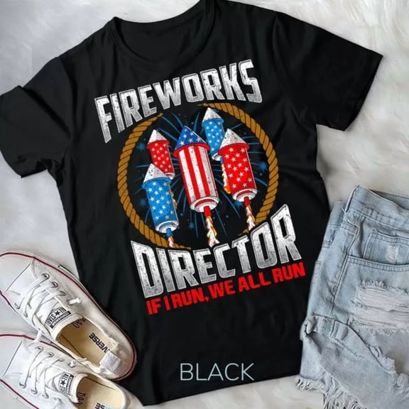 Hot Trending Tee With Firework Director Technician I Run You Run 4Th Of July Mens Unisex T-Shirt