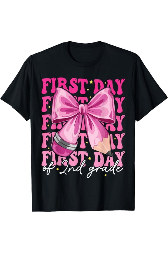 Hot Trending Tee With First Day Of 2Nd Grade Girls Coquette Bow Back To School T-Shirt