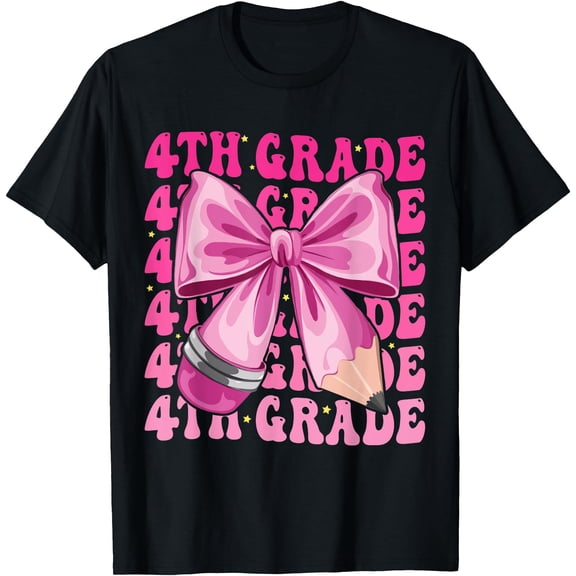 Hot Trending Tee With First Day Of 4Th Grade Girls Coquette Bow Back To School T-Shirt