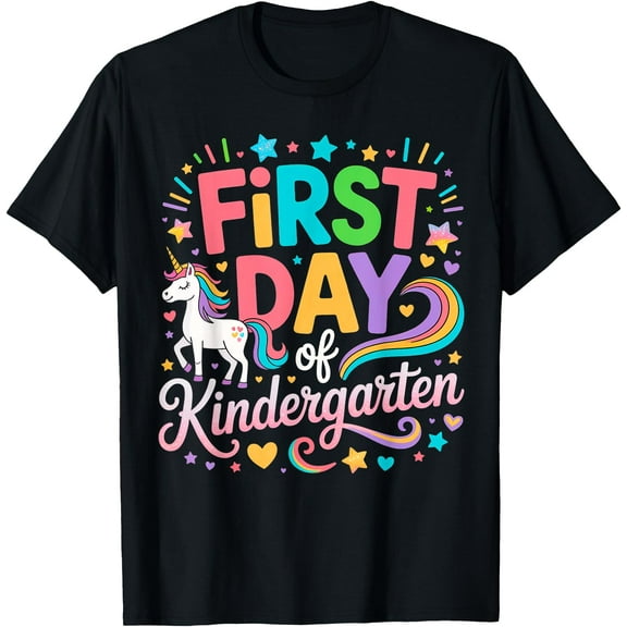 Hot Trending Tee With First Day Of Kindergarten Girls Unicorn First Day Of School T-Shirt