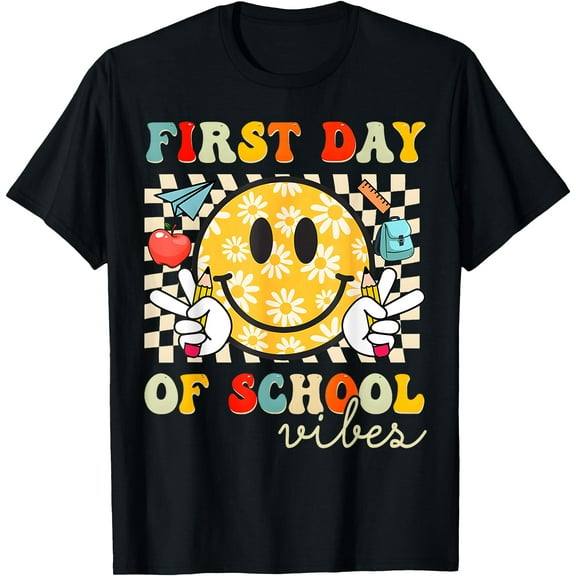 Hot Trending Tee With First Day Of School Vibes Back To School Teachers Students T-Shirt