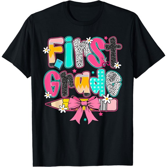 Hot Trending Tee With First Grade Coquette Bow Pencil First Day Back To School T-Shirt