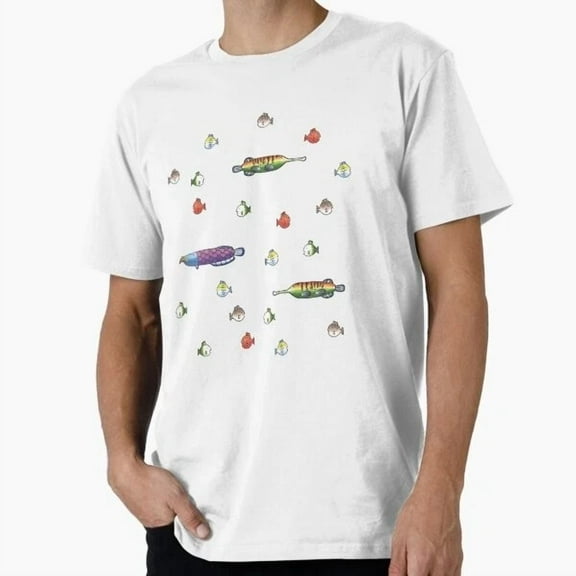 Hot Trending Tee With Fishing Wii Sports Fish Species Seamless Pattern T-Shirt S-5Xl