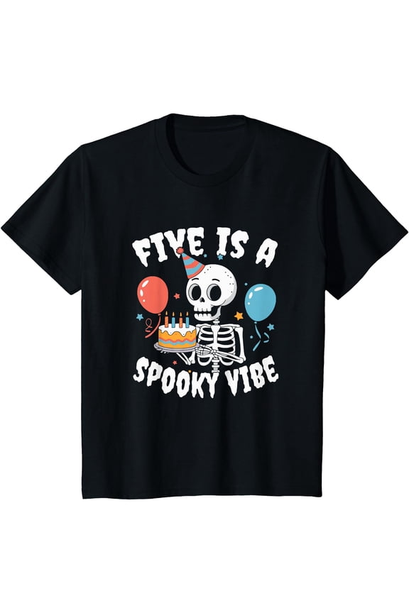 Hot Trending Tee With Five Is A Spooky Vibe Halowen 5Th Birthday