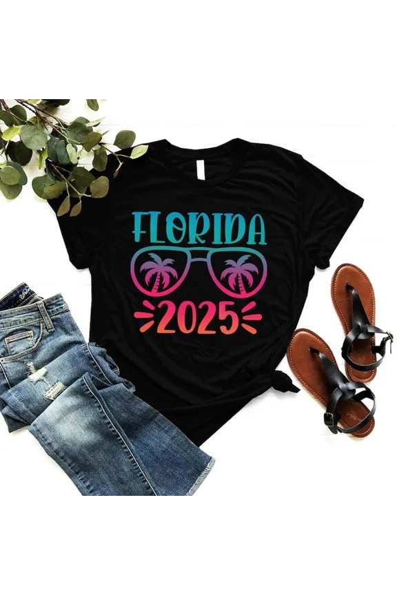 Hot Trending Tee With Florida Vacation 2025 Shirt Family Florida T-Shirt Summer Sunglasses Tee ...