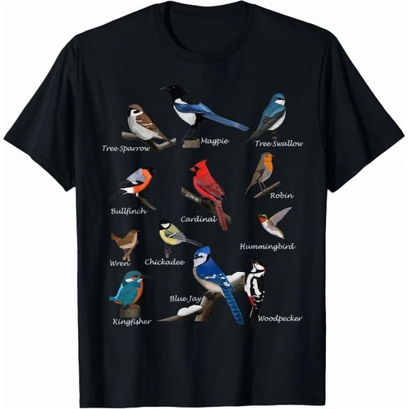 Hot Trending Tee With Garden Birds Cardinal Blue Jay Hummingbird Robin Wren Finch Gift Unisex T-Shirt
