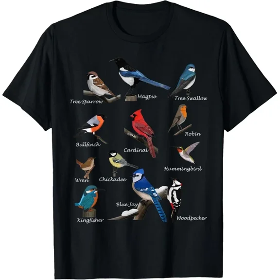 Hot Trending Tee With Garden Birds Cardinal Blue Jay Hummingbird Robin Wren Finch Gift Unisex T-Shirt