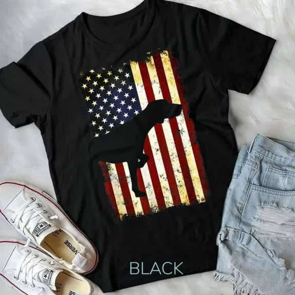 Hot Trending Tee With German Shorthaired Pointer Silhouette American Flag T-Shirt Unisex T-Shirt