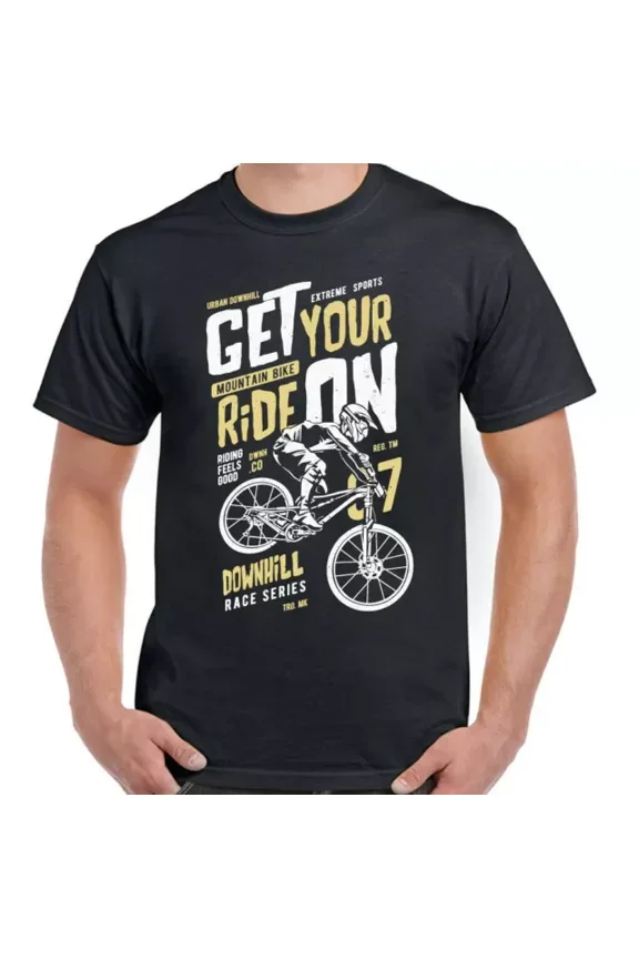 Hot Trending Tee With Get Your Ride On Mens Womens Downhill Mountain Biking T-Shirt Cycling Bike Mtb