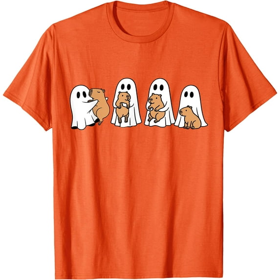 Hot Trending Tee With Ghost Capybara Lovers Spooky Season Fall Capy Unisex S-5Xl T-Shirt