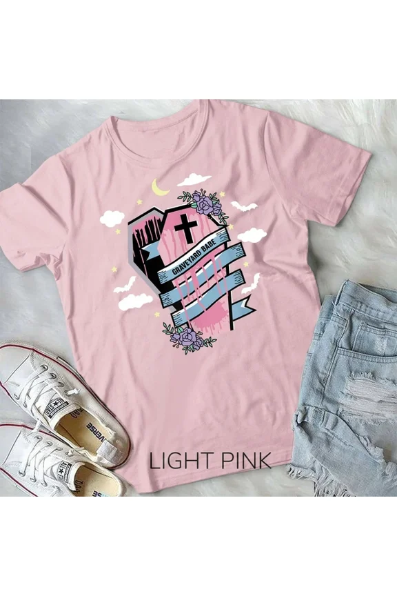 Hot Trending Tee With Graveyard Babe - Pastel Goth Aesthetic E-Girl Soft Goth Girl Unisex Form T-Shirt