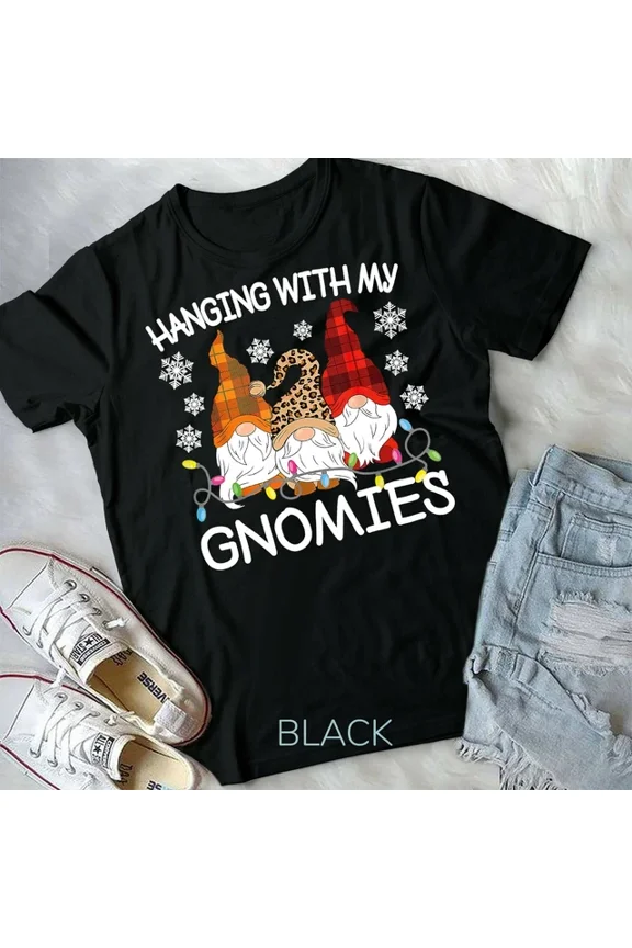 Hot Trending Tee With Hanging With My Gnomies Gnome Xmas Men Women Unisex Form T-Shirt