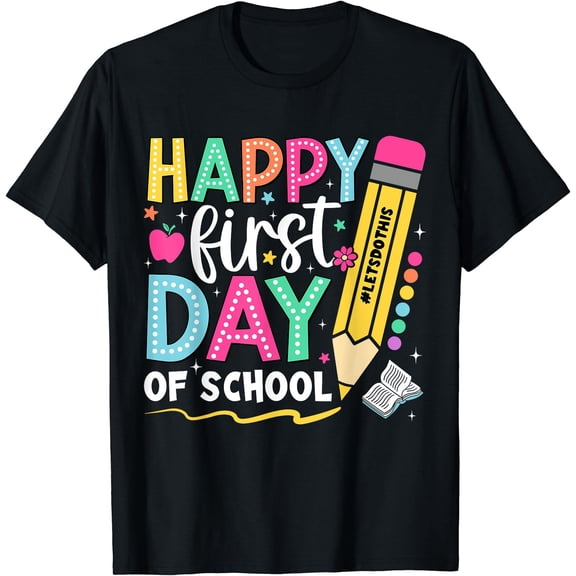 Hot Trending Tee With Happy First Day Of School Pencil Teacher Back To School T-Shirt