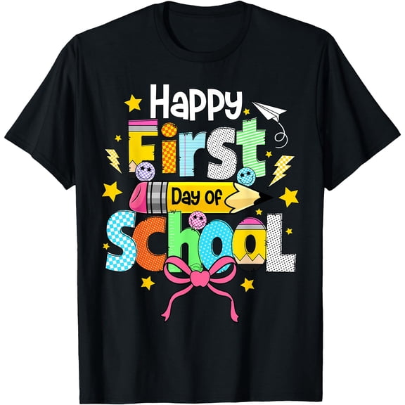 Hot Trending Tee With Happy First Day Of School Shirts Teacher Back To School T-Shirt
