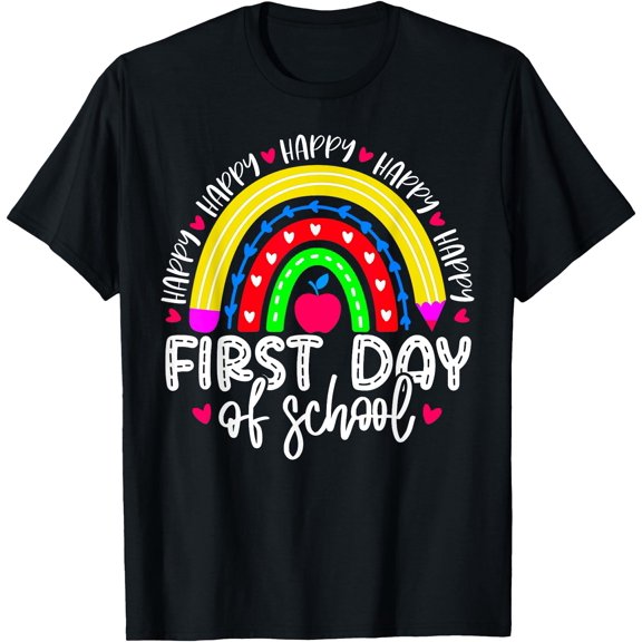 Hot Trending Tee With Happy First Day Of School Teacher Back To School T-Shirt