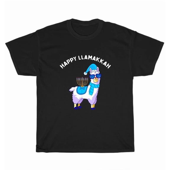 Hot Trending Tee With Happy Llamakkah Hanukkah Llama Chanukah Alpaca T-Shirt Unisex Tee Gift New