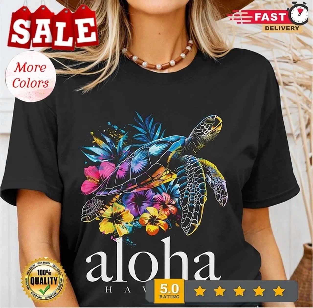 Hawaii Polynesian T Shirt Blue Sea Turtles Hawaiian LT13